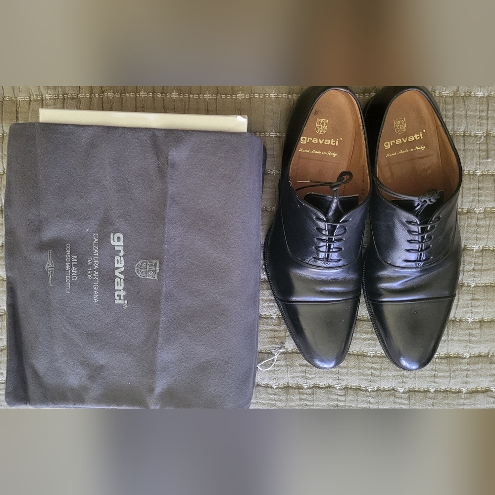 Gravati Size 12- Model # 18622 (Black)  Handcrafted Italian Dress Shoes